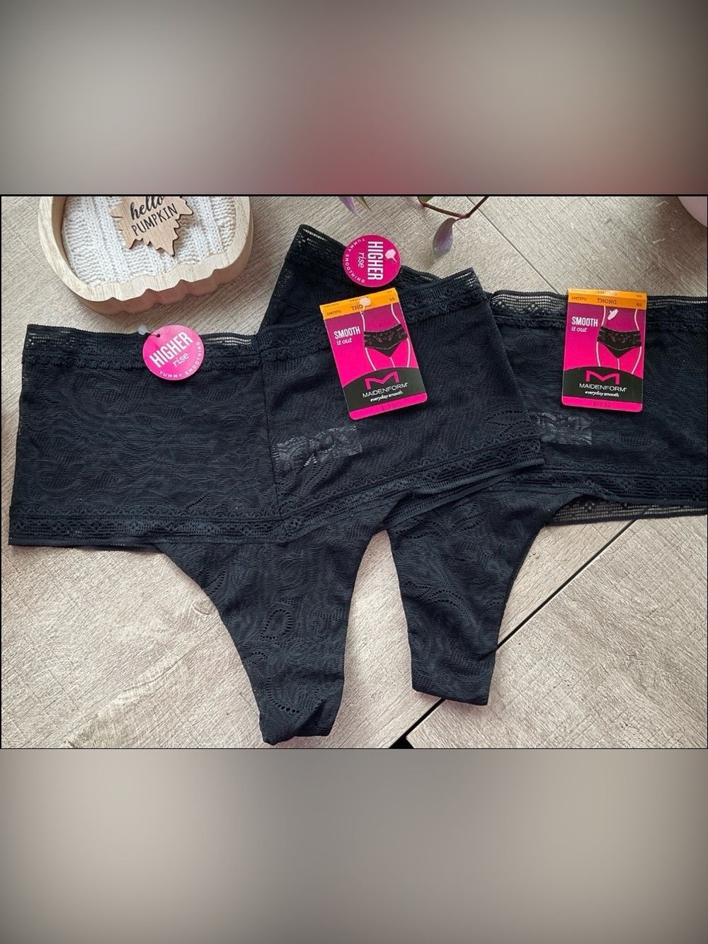 2 - Maidenform Everyday Smooth Smooth It Out Lace Thong Panty Black Size S/5 NWT